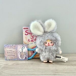 Baby Three Super Mini Bunny Series Plush Pendant - Letter J